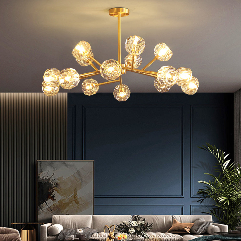 Valentina Moderne Design LED Hanglamp Geblazen Metaal/Kristal Goud Slaap/Eetkamer