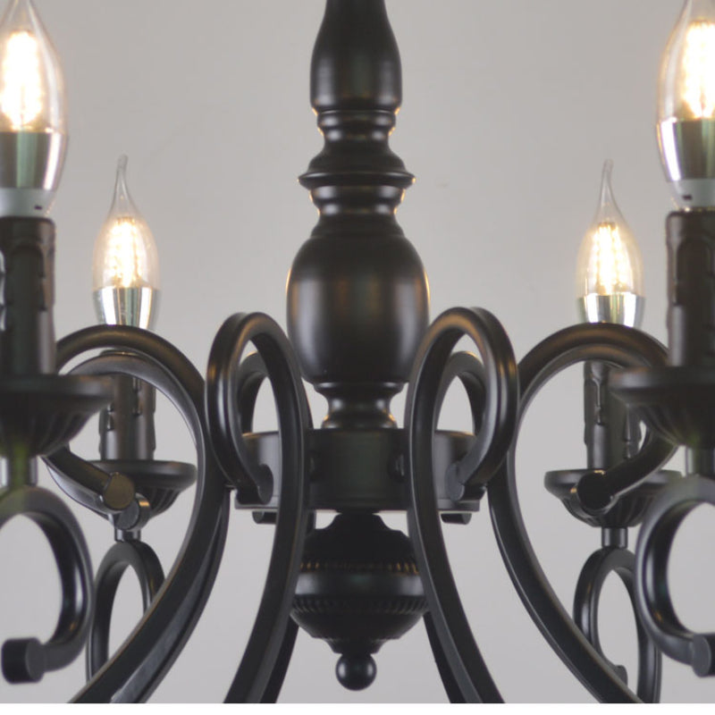 Silva Vintage Kaarsen Kroonluchter Zwart Metaal Slaapkamer/Woonkamer