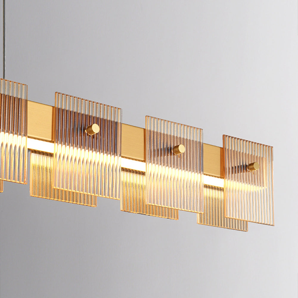 Evette Moderne Minimalistische Rechthoekige Hanglamp Metaal/Glas Goud Slaap/Eetkamer