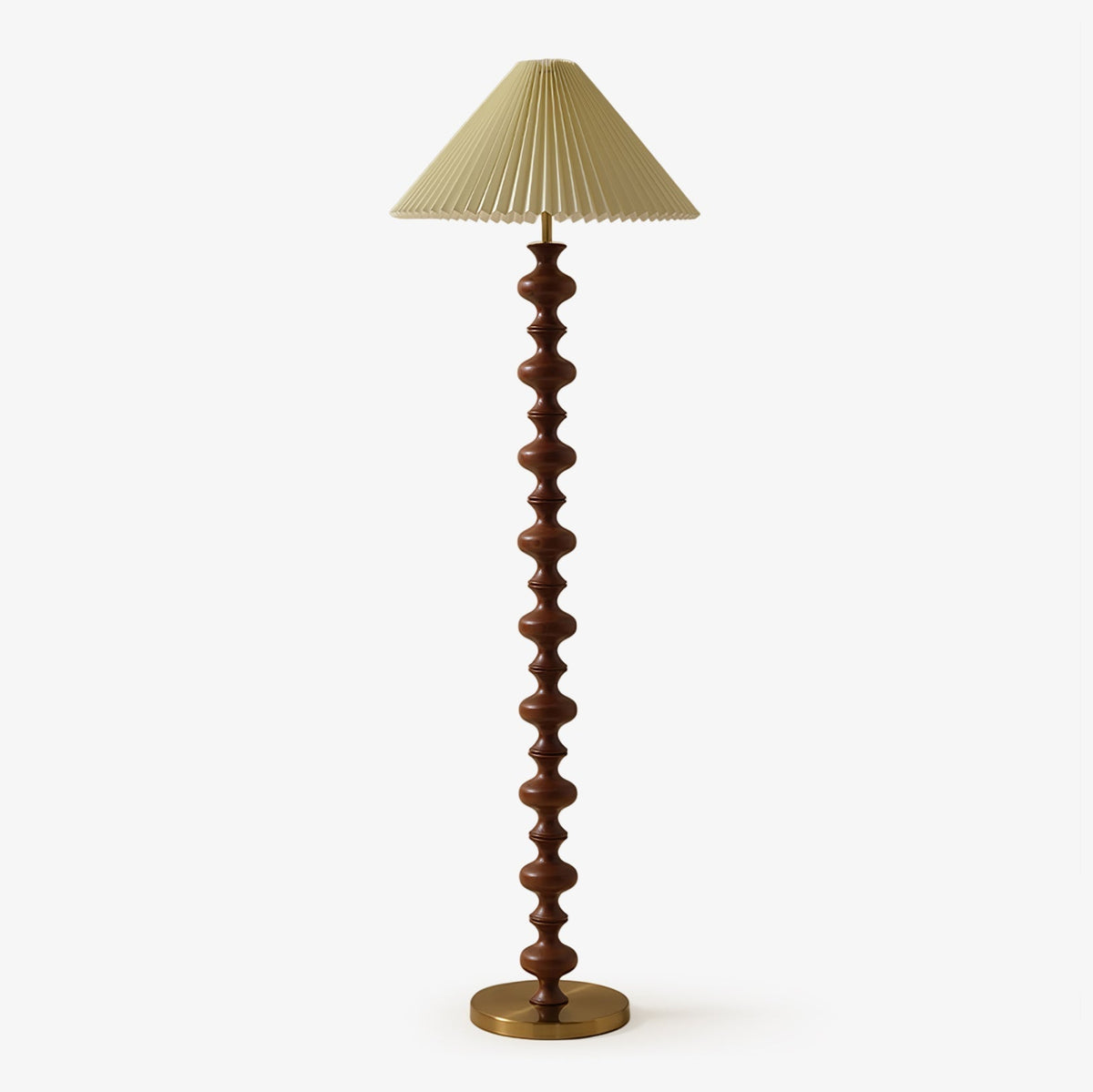 Sylirora vloerlamp van walnoothout en beige stof