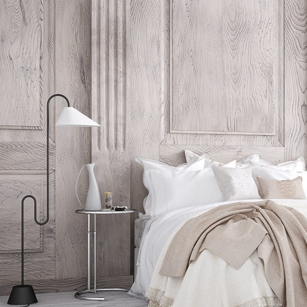 Salgado Design Gebogen LED Vloerlamp Wit Zwart Metaal Stof Woonkamer