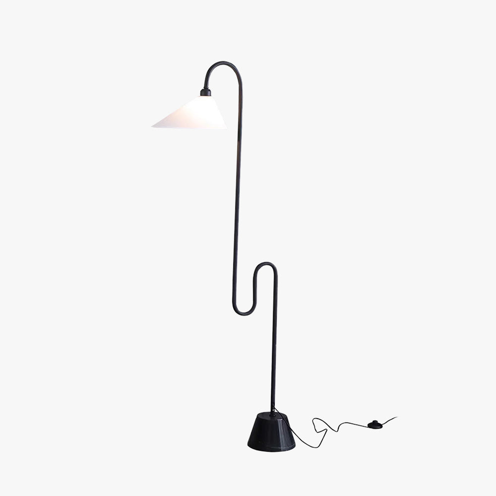 Salgado Design Gebogen LED Vloerlamp Wit Zwart Metaal Stof Woonkamer