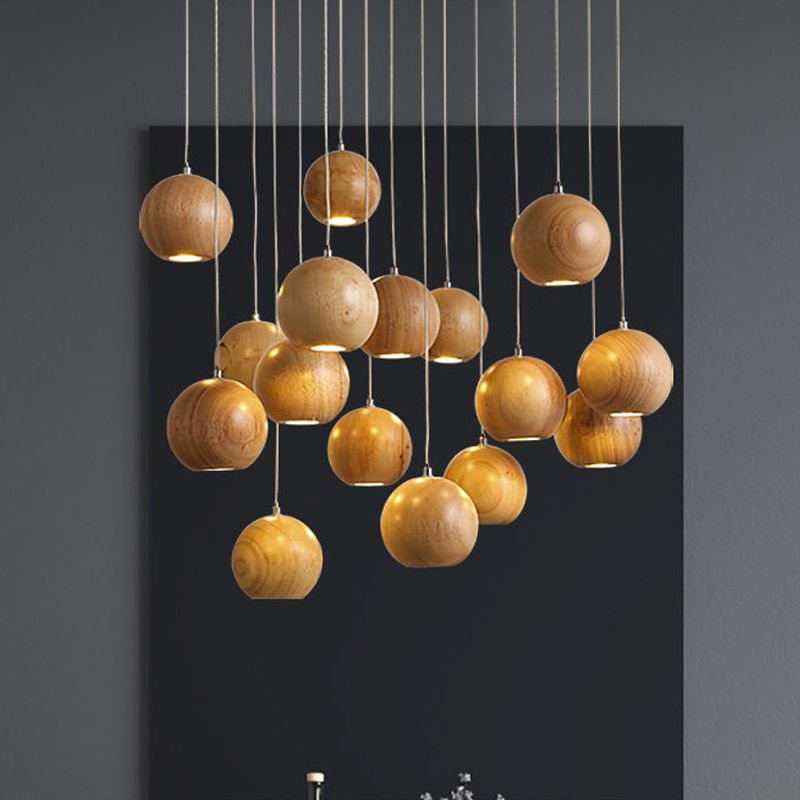 Ozawa Moderne Design Globe LED Hanglamp Hout Woonkamer Keuken