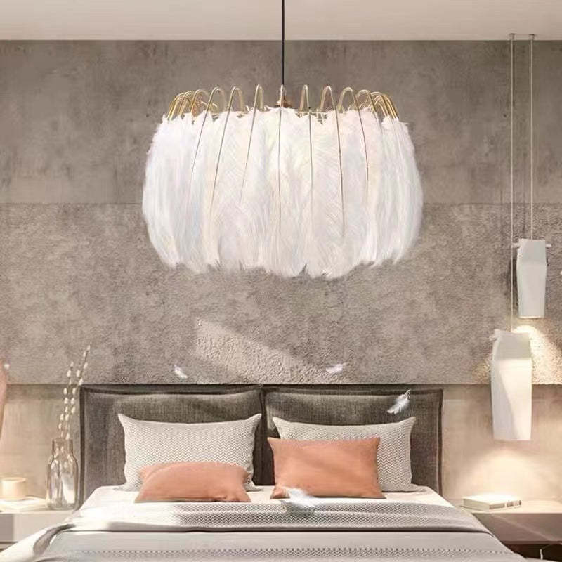 O'Moore Moderne Crown Shaped Hanglampen Zwart/Wit Metaal Veren Slaapkamer