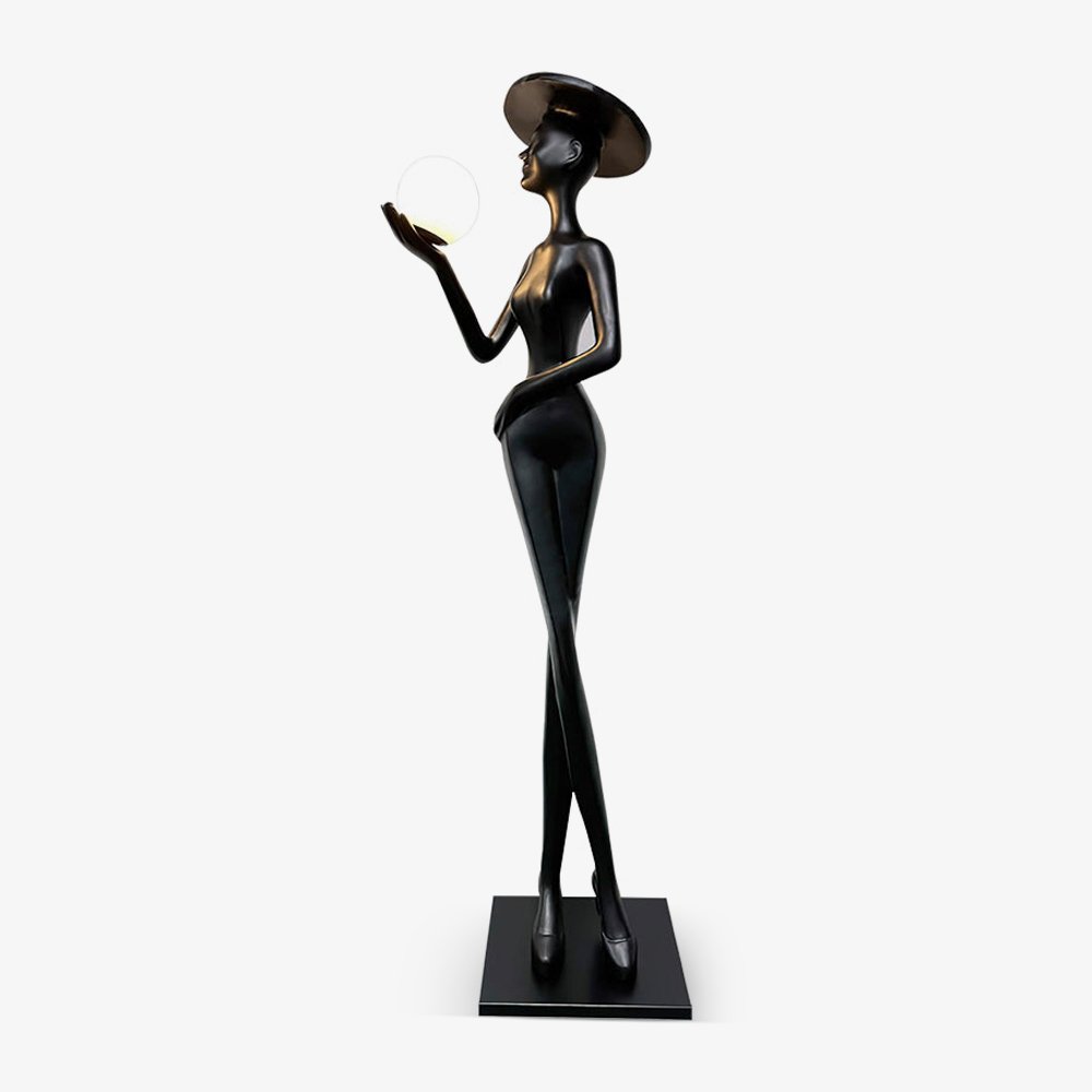 Zevinen elegante vloerlamp met zwarte bol
