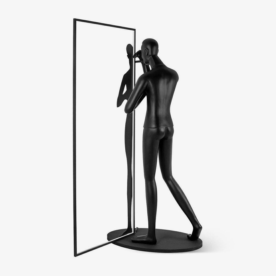 Onoryra sculpturale vloerlamp in zwart met spiegel