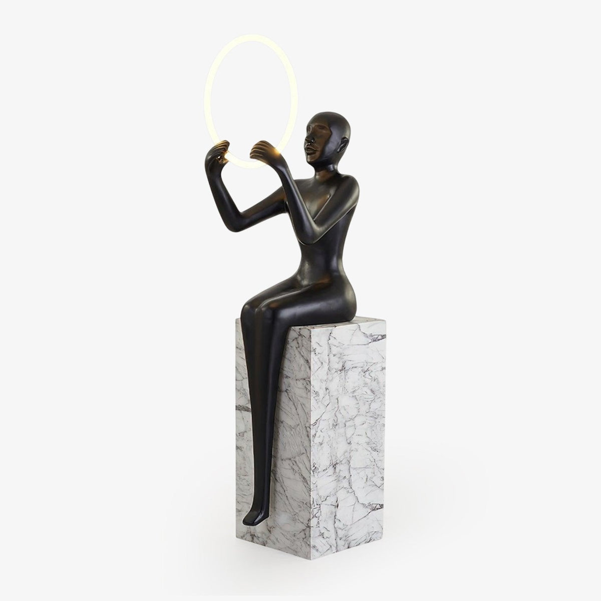 Orelaielle sculpturale vloerlamp in zwart