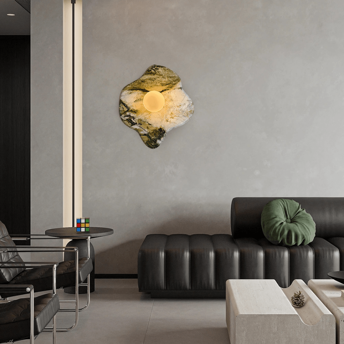 Celivaine wandlamp met groene marmeren glas