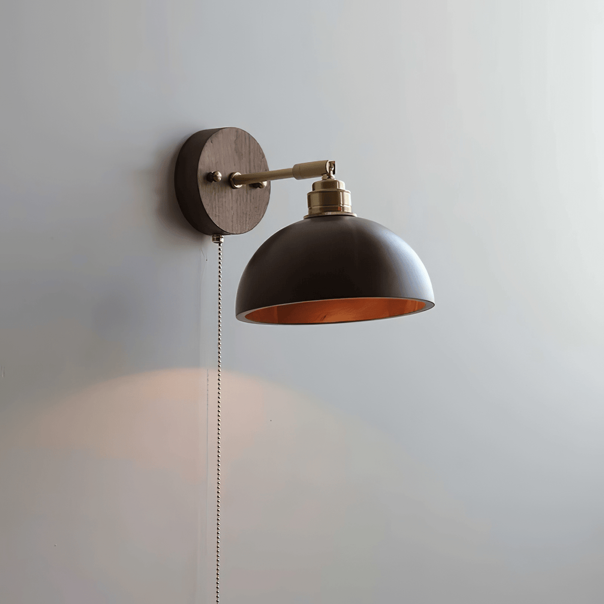 Arsole Traditionele Elegante wandlamp met Trekkoord in messing