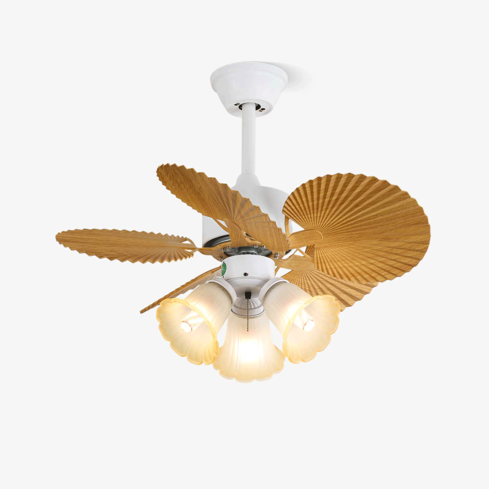 Elvoelle Vintage Houten glas Plafondventilator met Verlichting