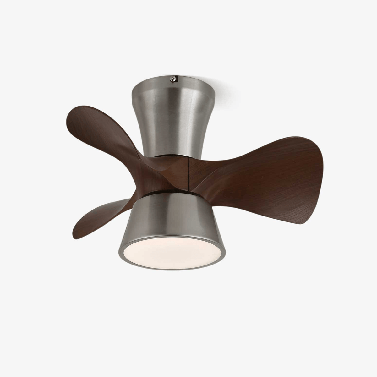 Nera Moderne plafondventilator met verlichting van walnoothout en nikkel