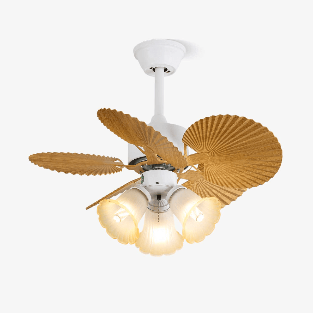 Elvoelle Vintage Houten glas Plafondventilator met Verlichting