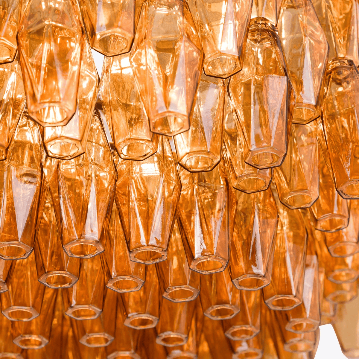 Celenella Kroonluchter van glas Cilinder Amberglas Elegante Goudkleurige Afwerking