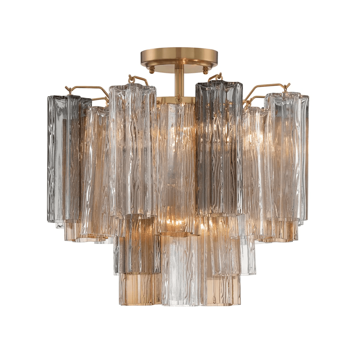 Eirerise plafondlamp met heldere Murano-glasbuizen handgemaakt