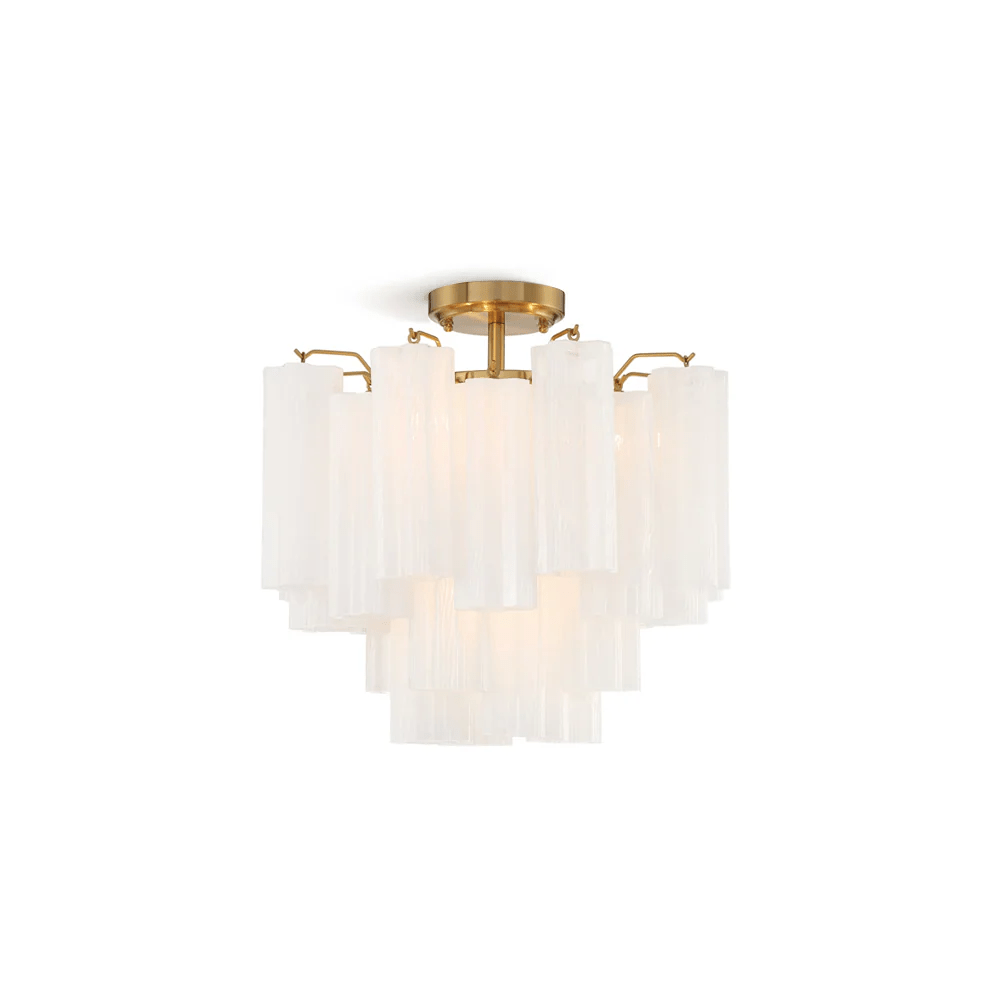 Eirerise plafondlamp met heldere Murano-glasbuizen handgemaakt