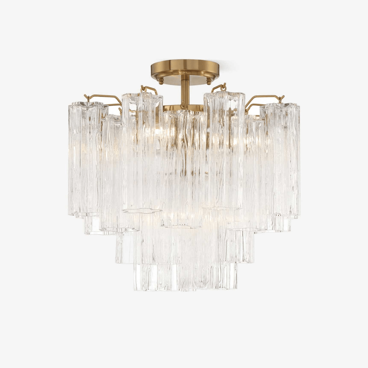 Eirerise plafondlamp met heldere Murano-glasbuizen handgemaakt