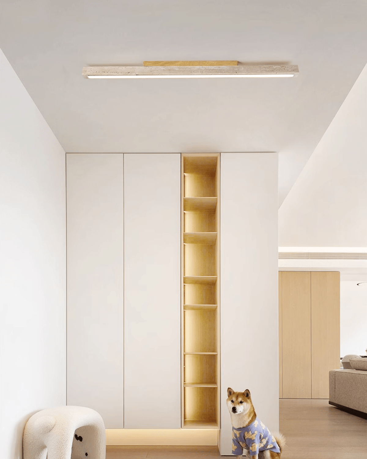Valinian Minimalistische plafondlamp van travertin