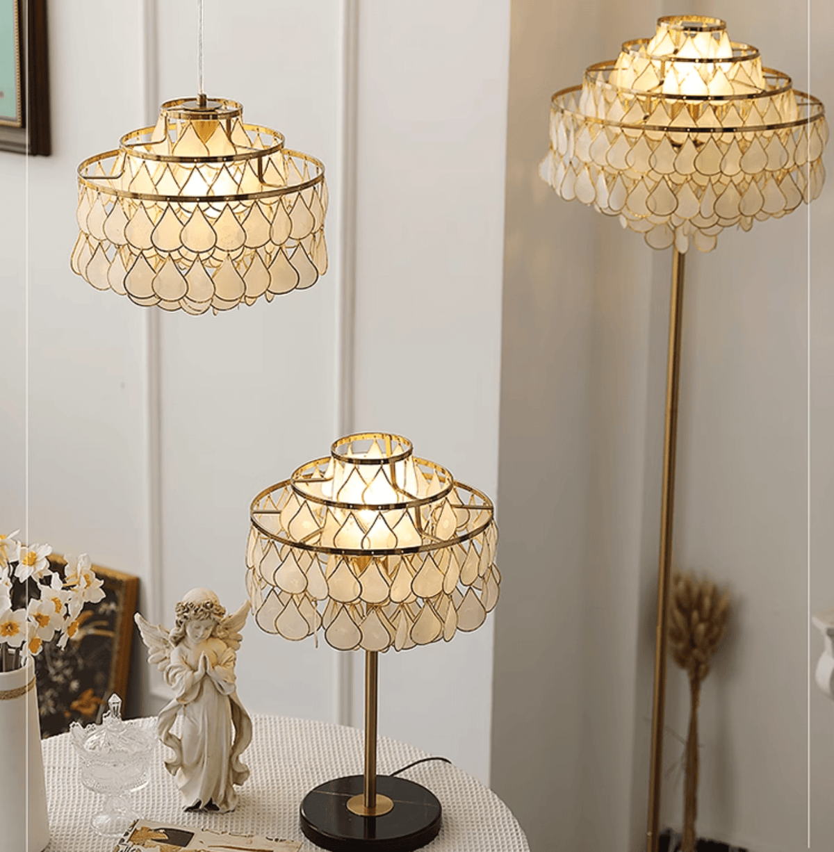 Jacob luxe Teardrops Schelp-tafellamp