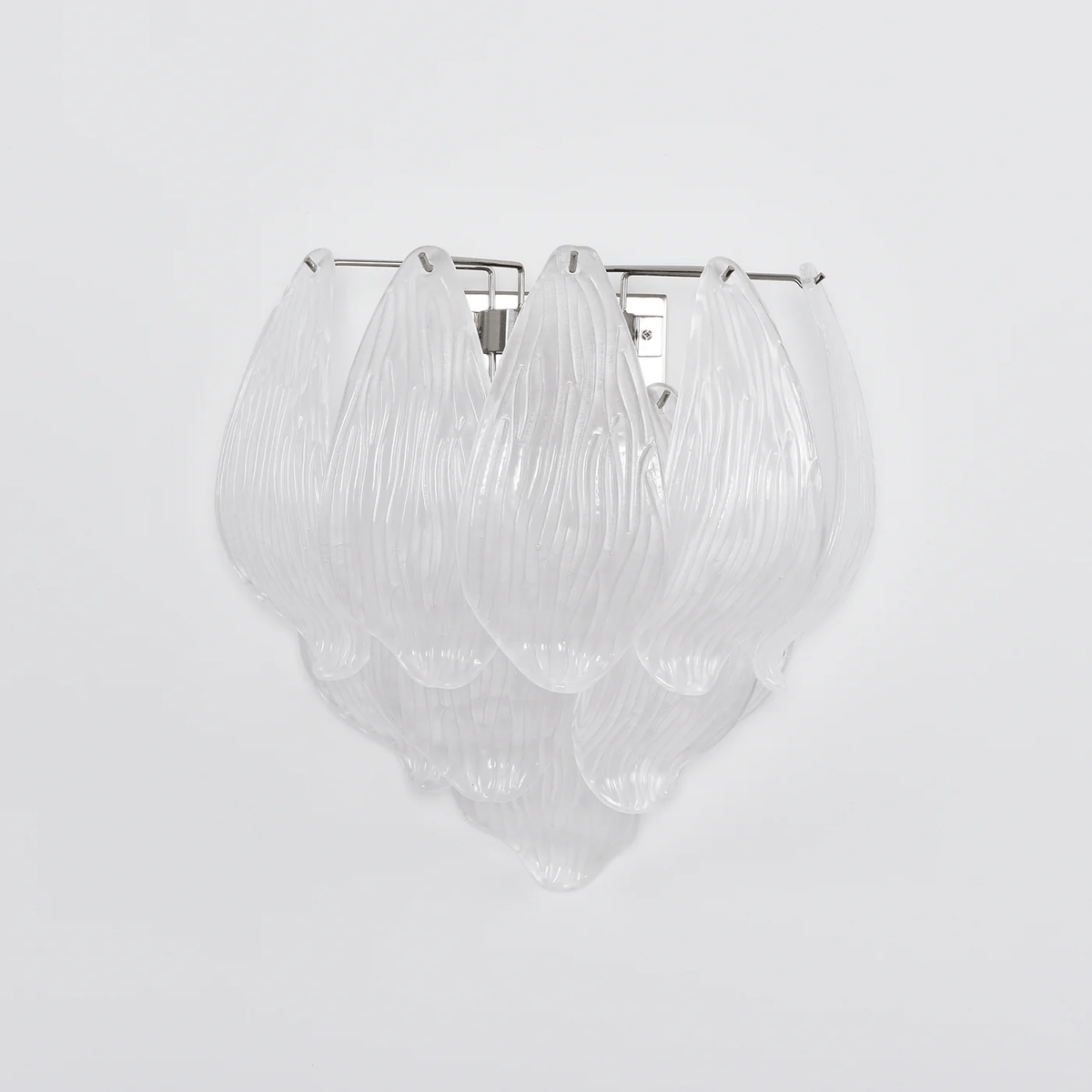 Lioriniella wandlamp Murano-glasbladeren met bloemblaadjes in cascaderende lagen met mat glas