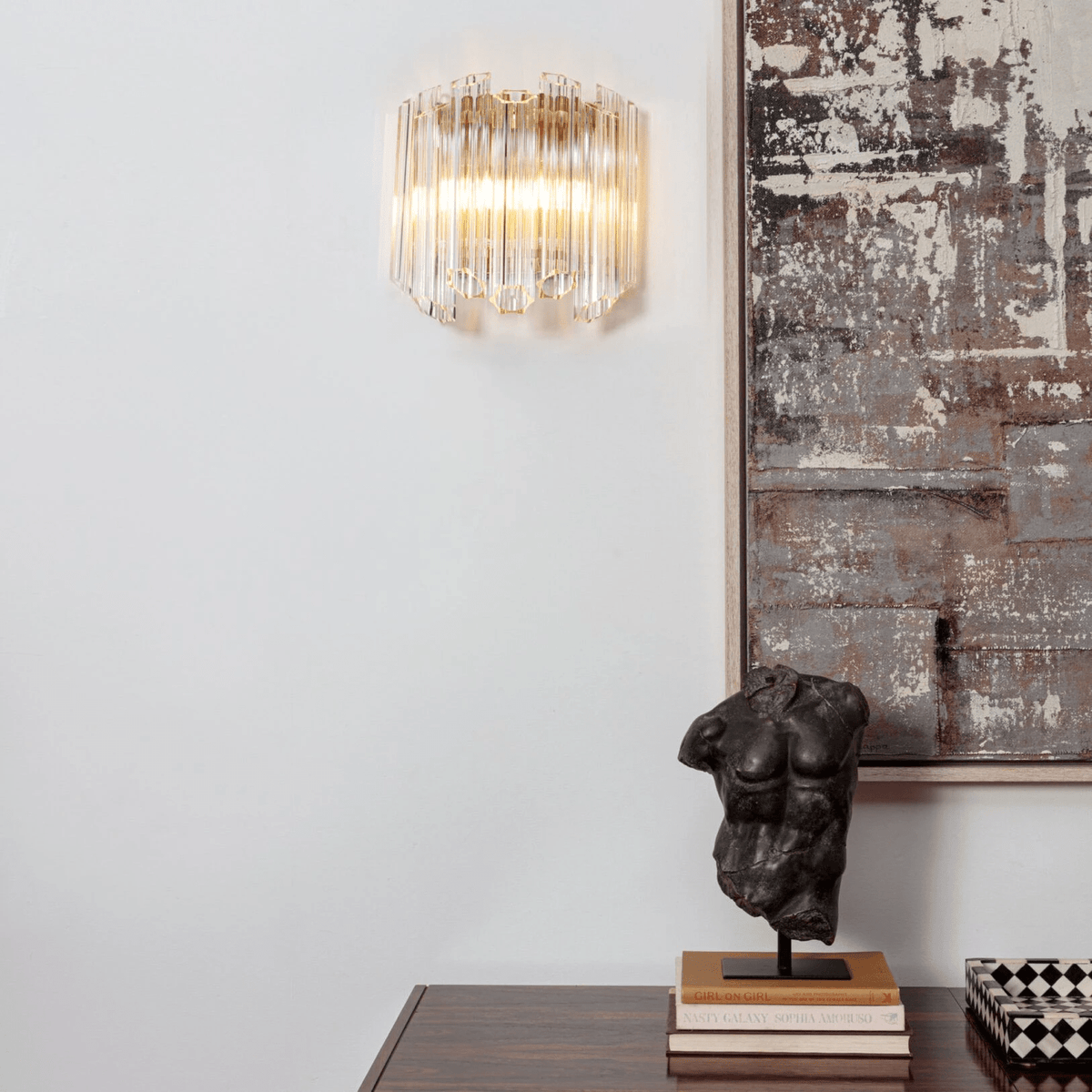 Celalaria wandlamp Helder Murano-glasbuis Cascade