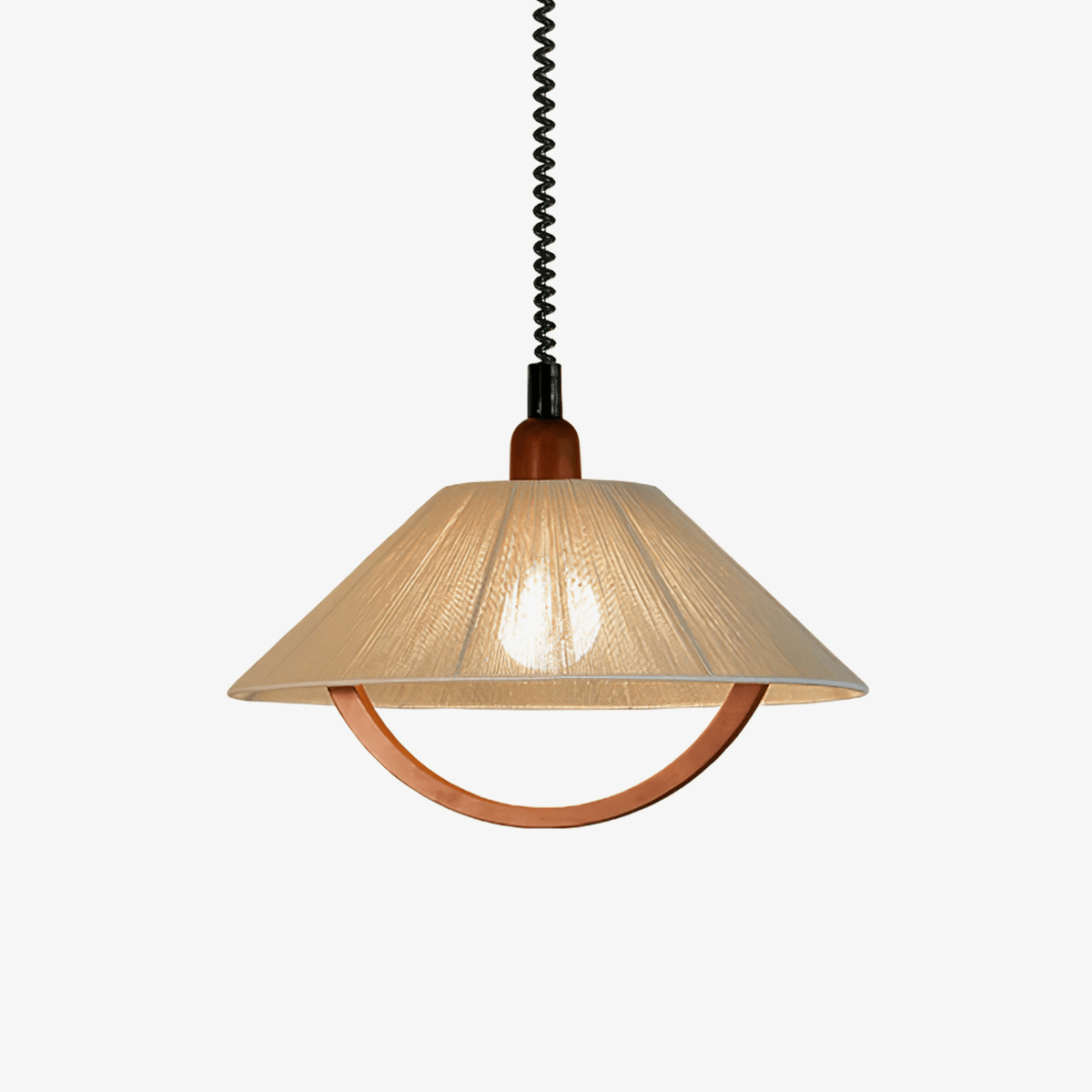 Reneria Minimalistische hanglamp van walnoot en beige