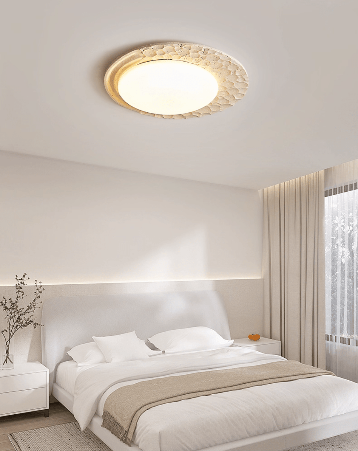 Ivsoris plafondlamp met textuur van geel travertin