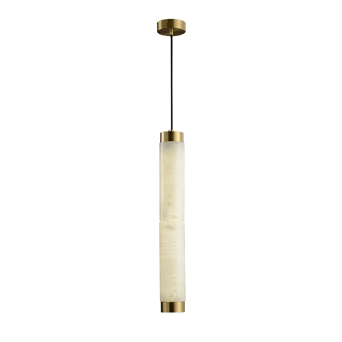 Lira cilindrische hanglamp van albast met goudkleurige afwerking