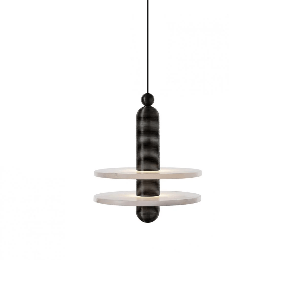 Avenirina hanglamp met geborsteld messing en albasten kap