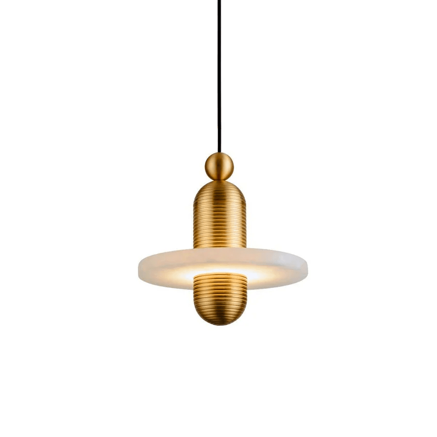 Avenirina hanglamp met geborsteld messing en albasten kap