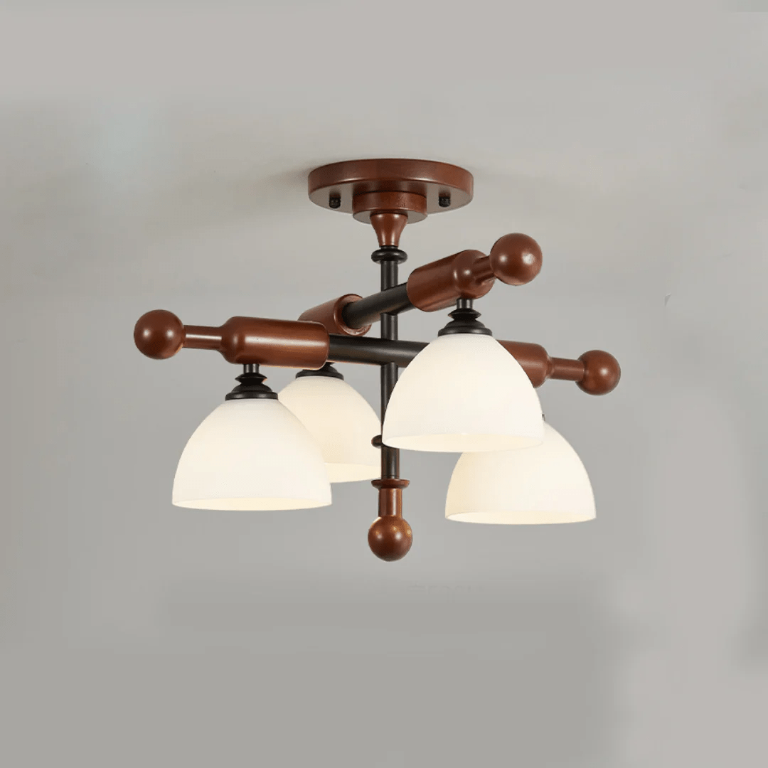 Rusticana kruisbalk plafondlamp van walnoothout