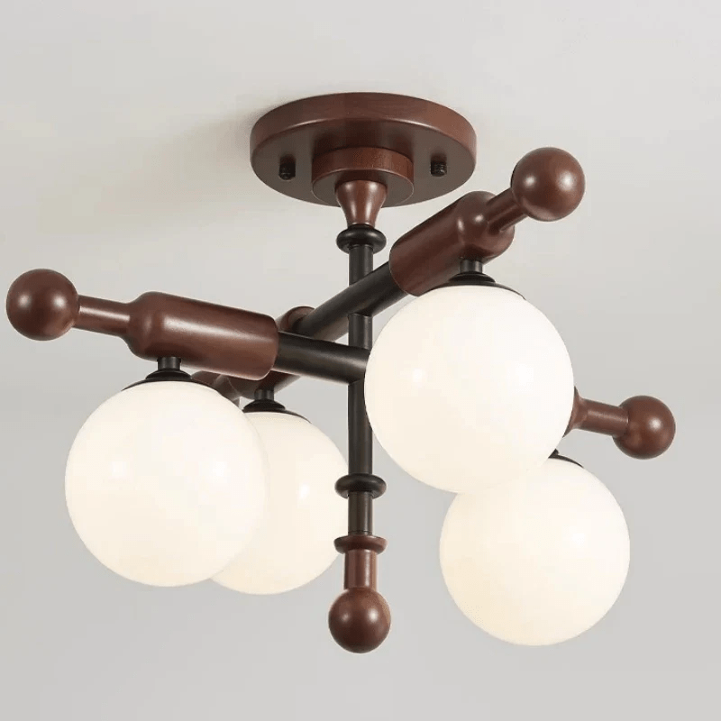 Rusticana kruisbalk plafondlamp van walnoothout