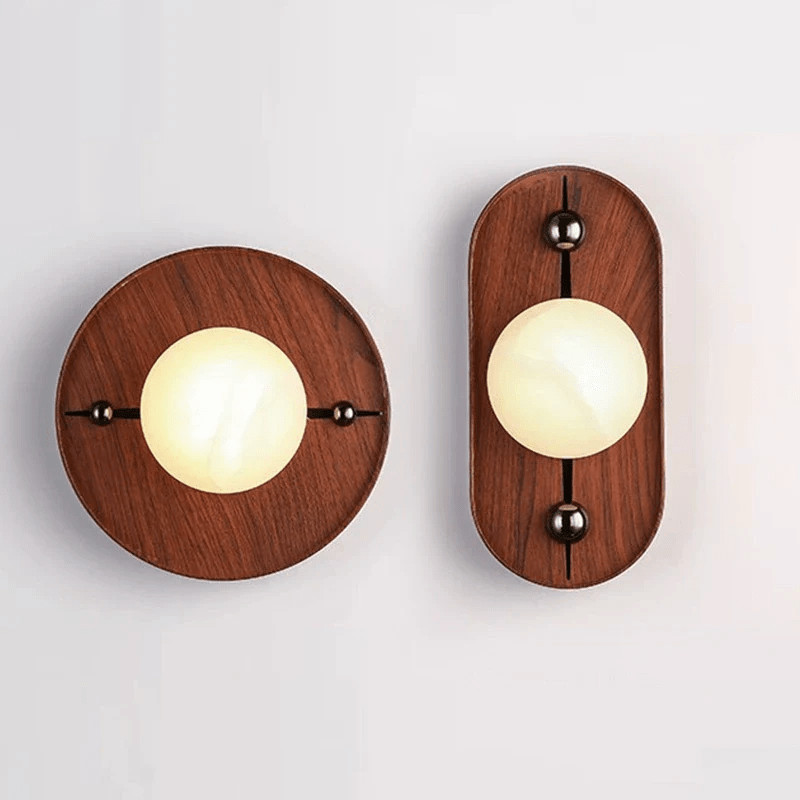 Orlin albasten wandlamp hout