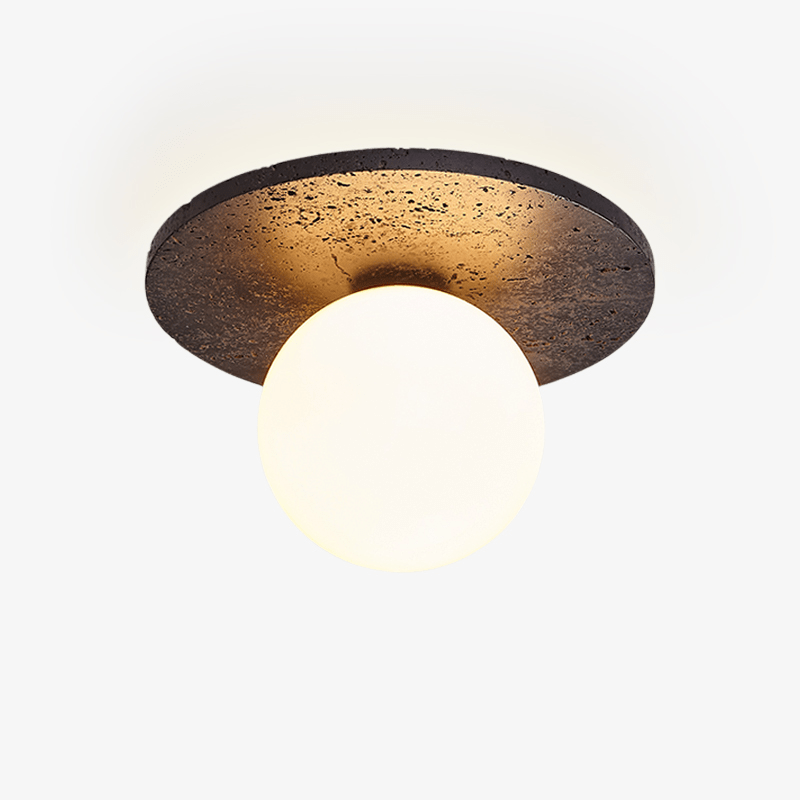 Otto Zwart travertin plafondlamp met bolvormige kap