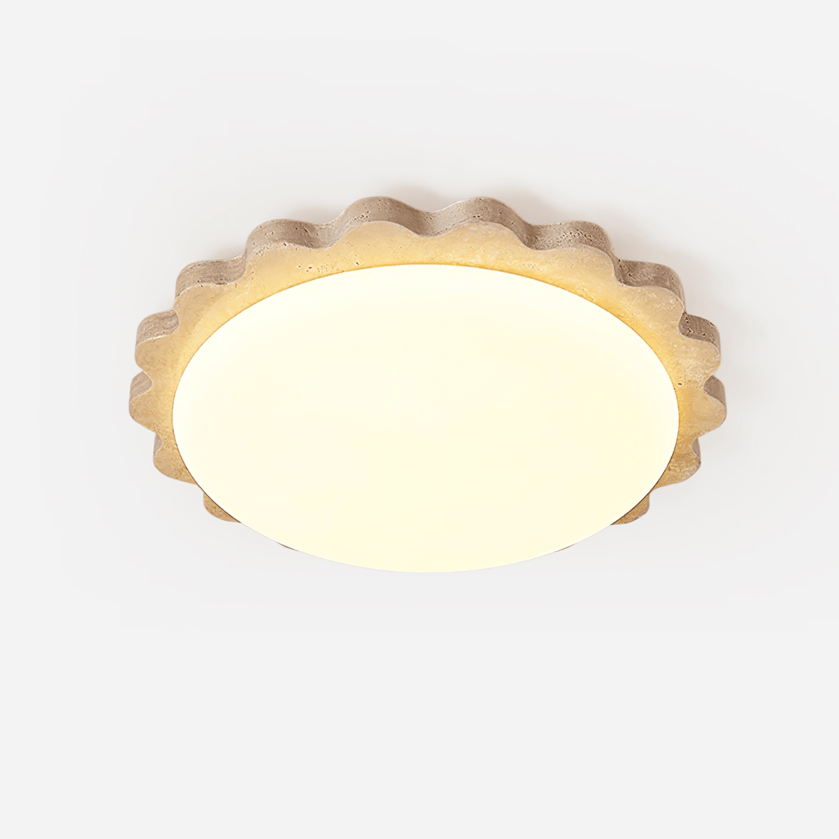 Crestwood plafondlamp in geel travertin met gebogen rand