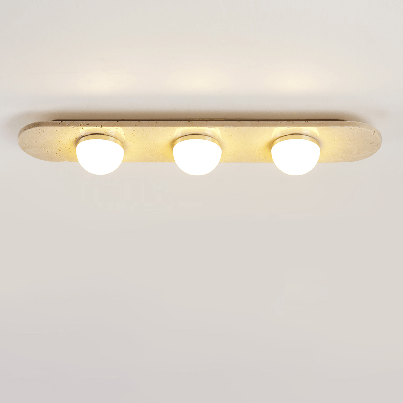 Ivan plafondlamp met drie balken in geel travertin