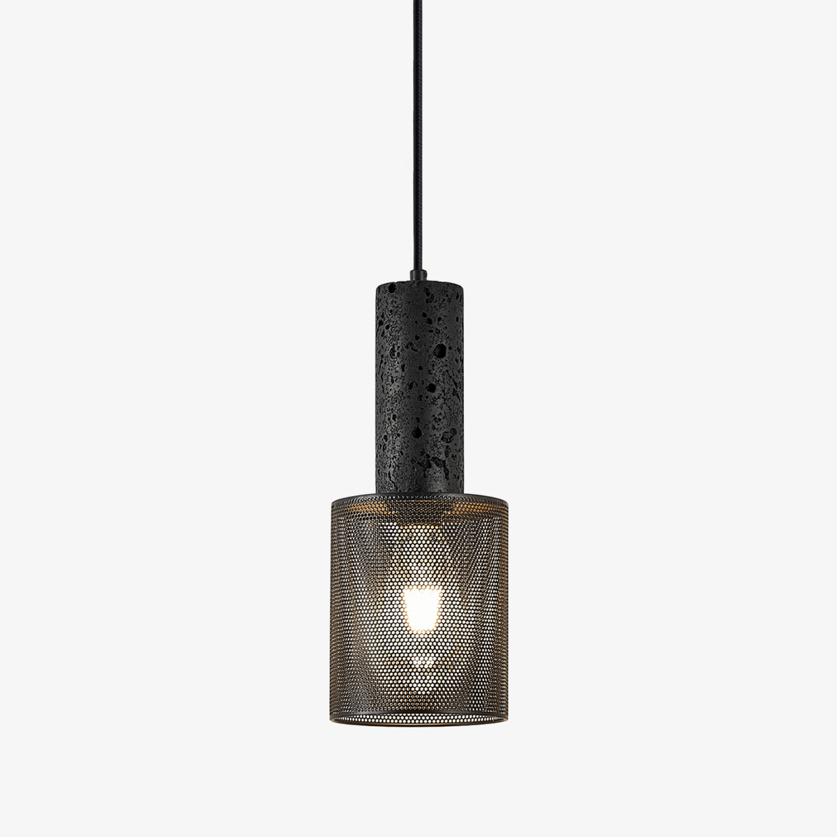 Mona Zwart travertin Metaal Mesh hanglamp
