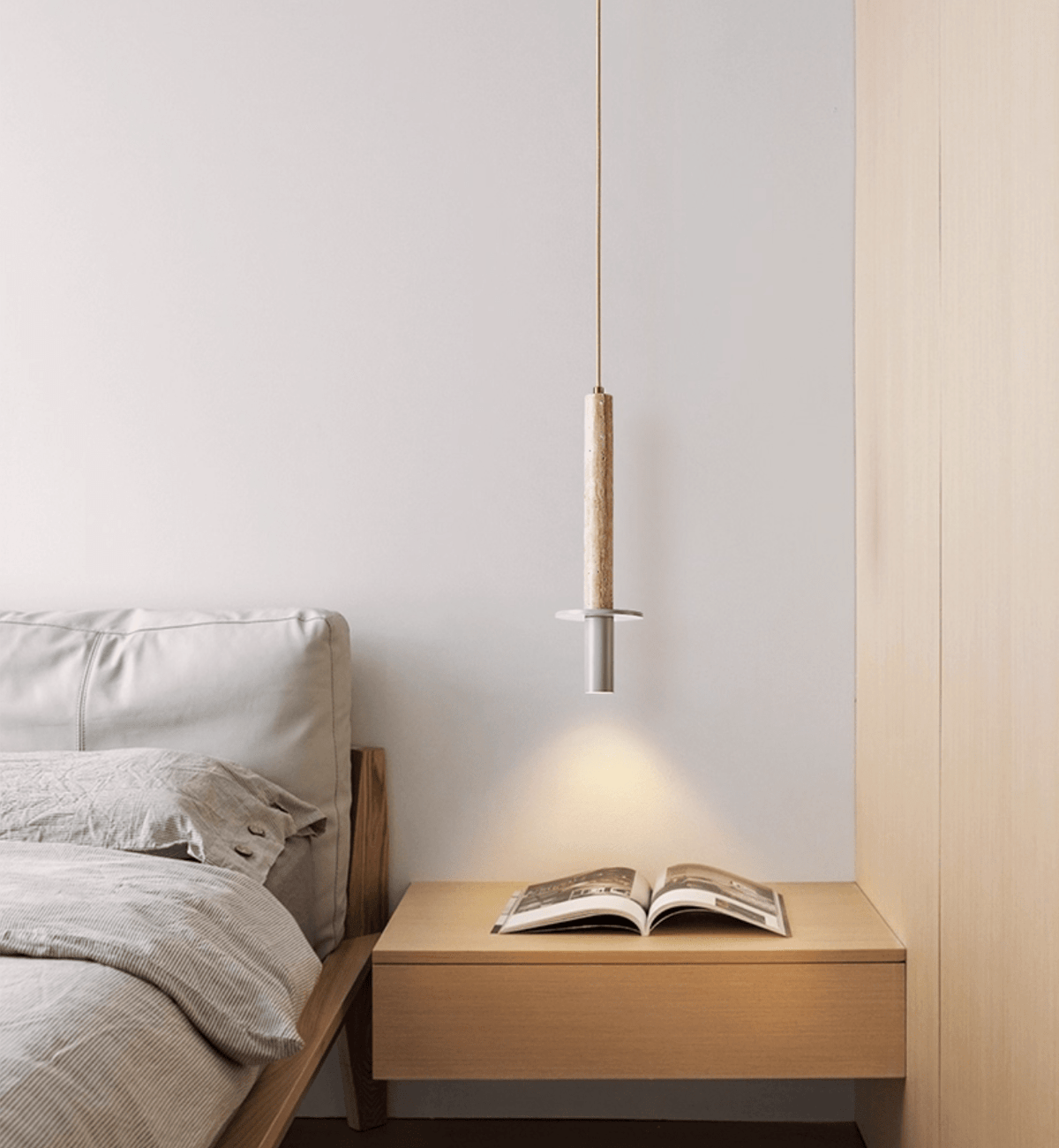 Wren Slank Geel Travertin Hanglamp