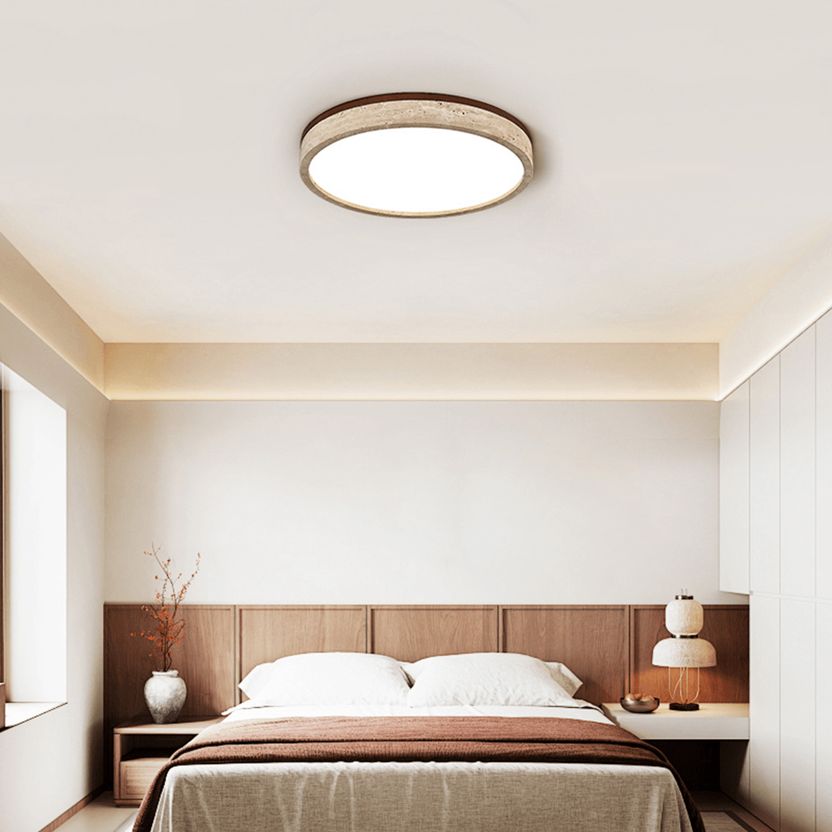 Xoan Glowly travertin Halo Ronde plafondlamp