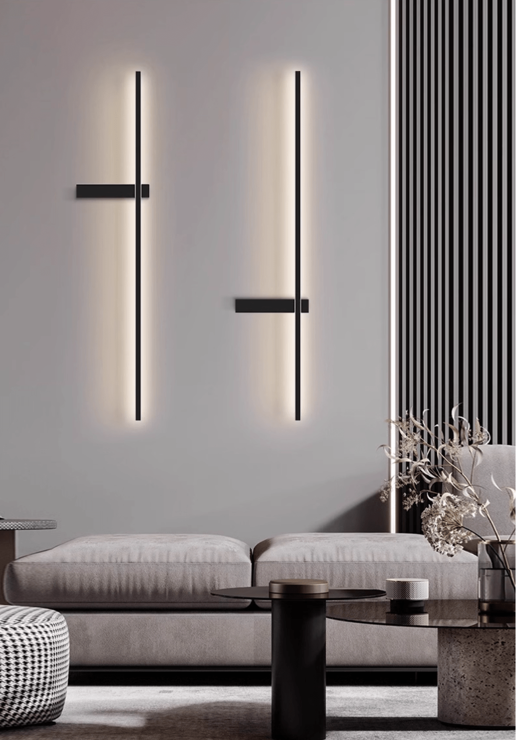 Mesv Lineair Oplaadbaar Zwart Wandlamp