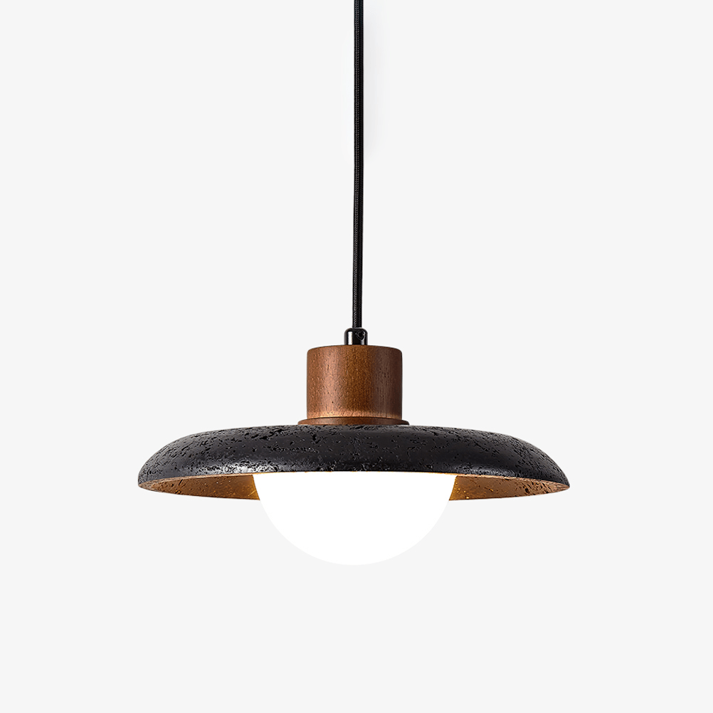 Zenk Zwarte travertin koepelvormige hanglamp