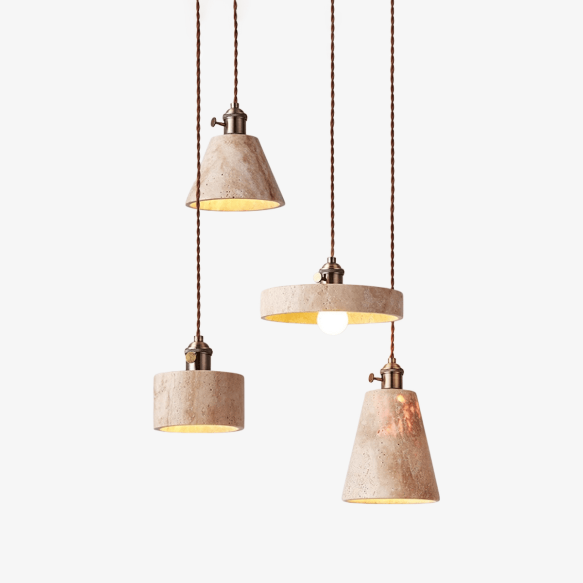 Ralv Minimalistisch Geel Travertin Hanglamp Set
