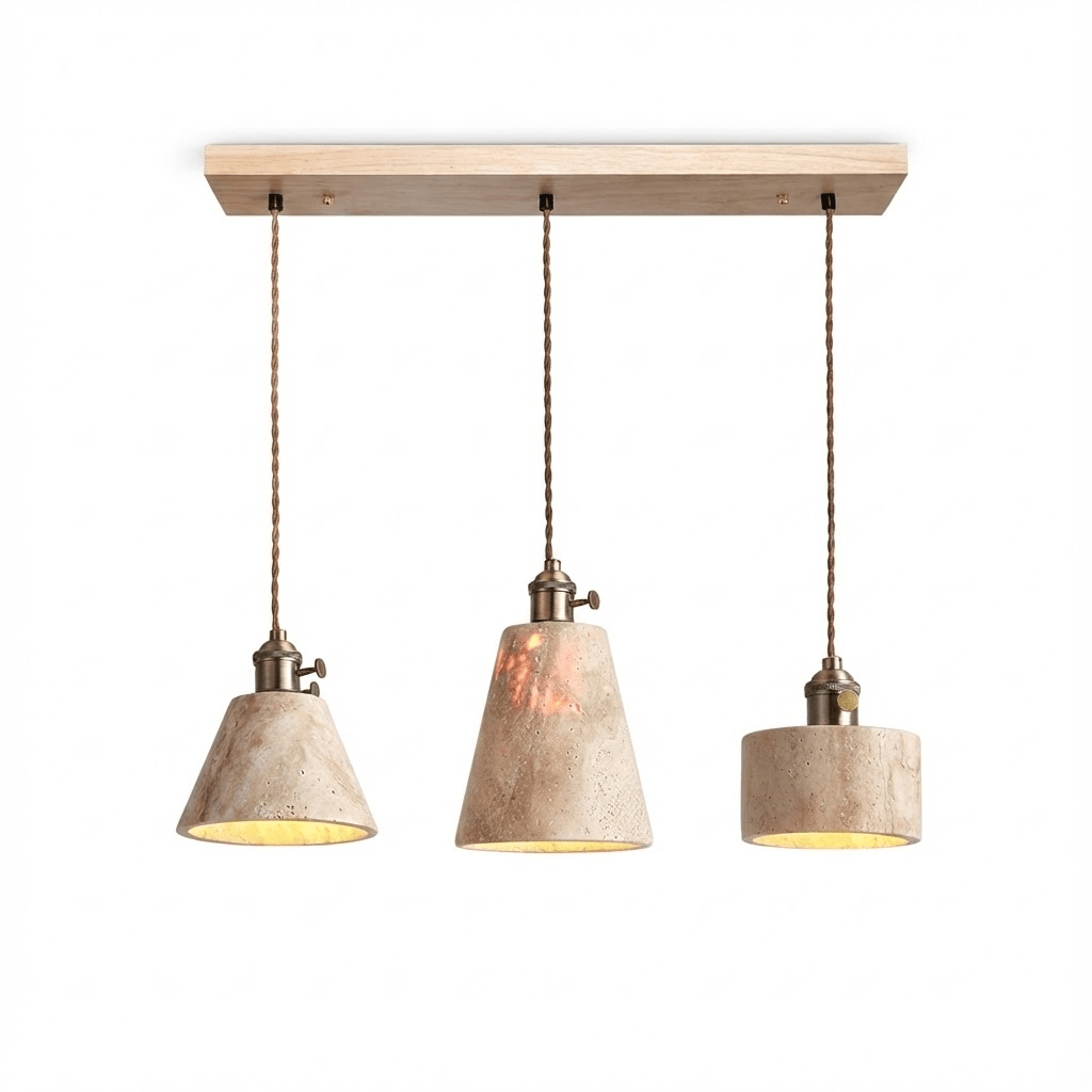 Ralv Minimalistisch Geel Travertin Hanglamp Set