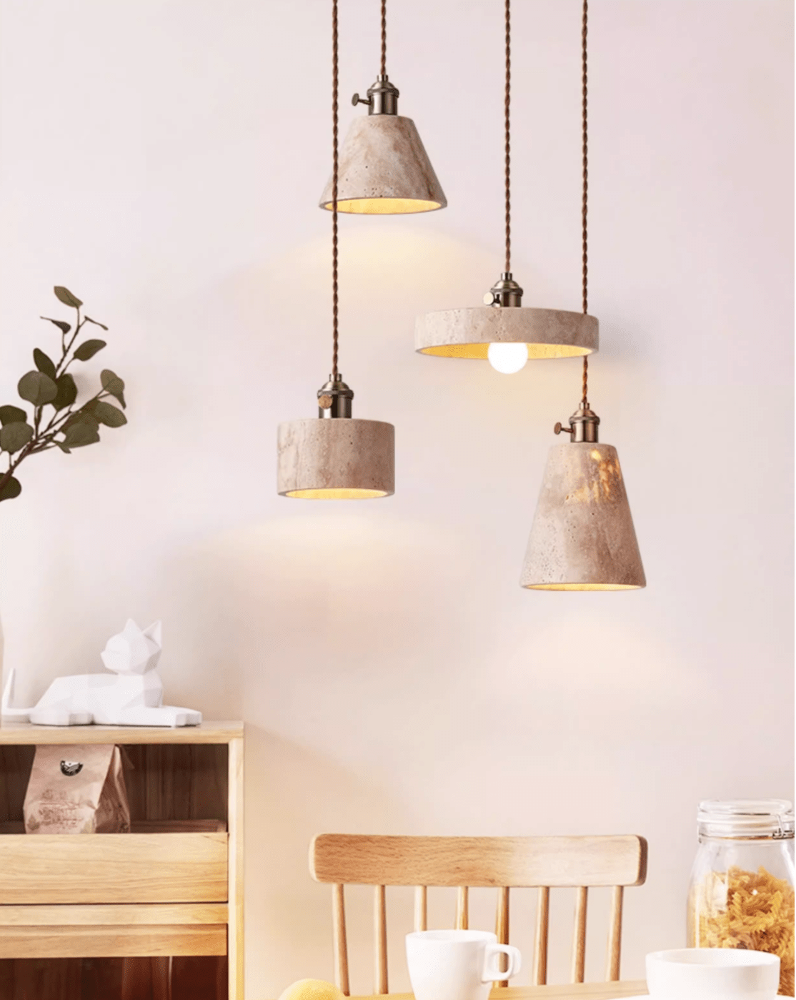 Ralv Minimalistisch Geel Travertin Hanglamp Set