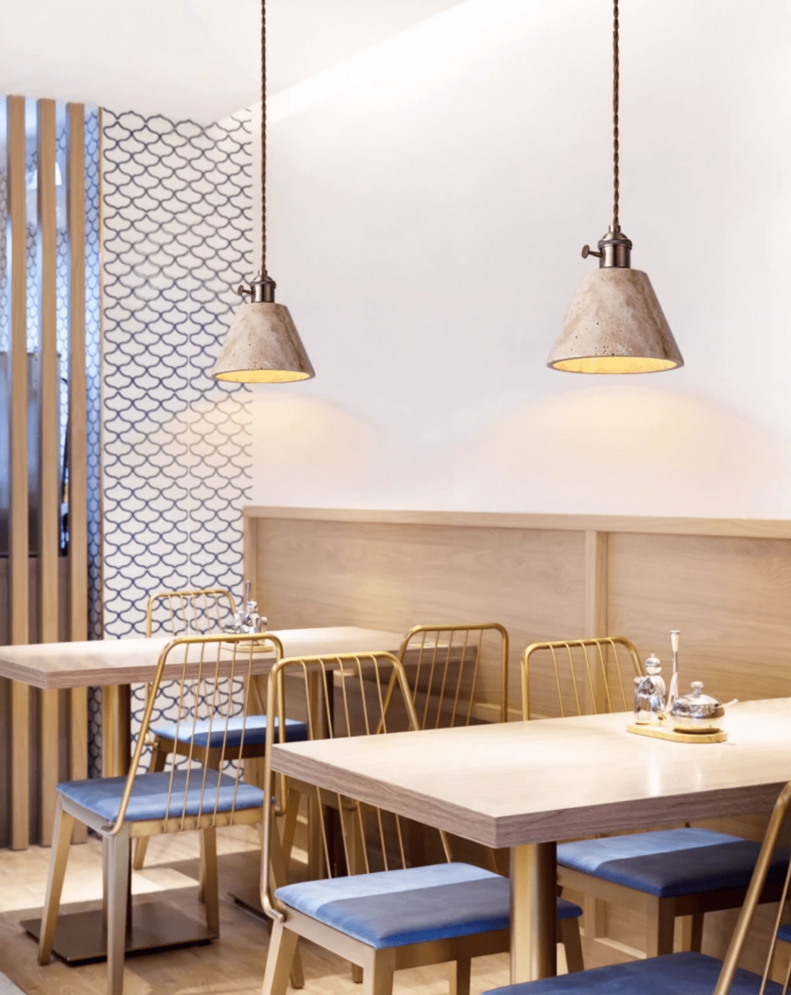 Ralv Minimalistisch Geel Travertin Hanglamp Set