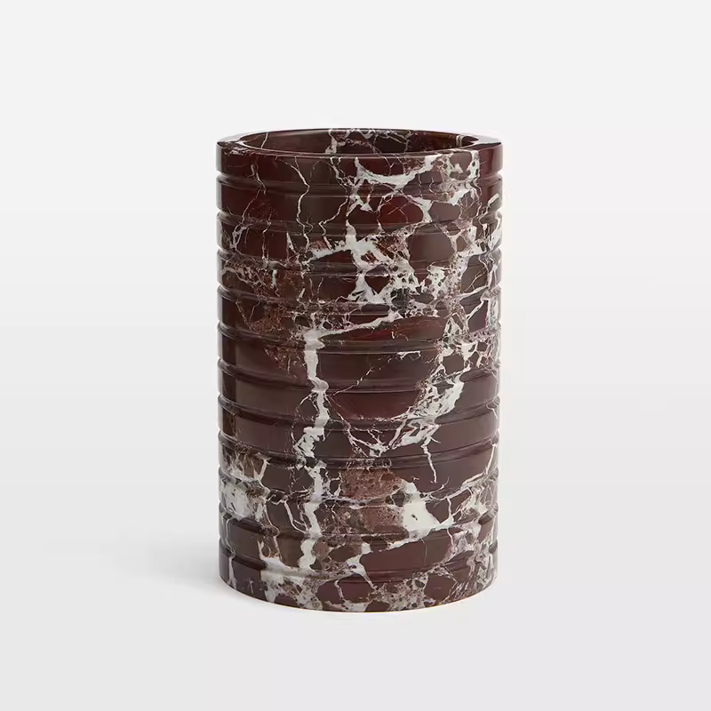 Hemzi Rosso Levanto Marmer Vaas Sculpturale Natuurlijke Steen Hoge Kwaliteit Decor