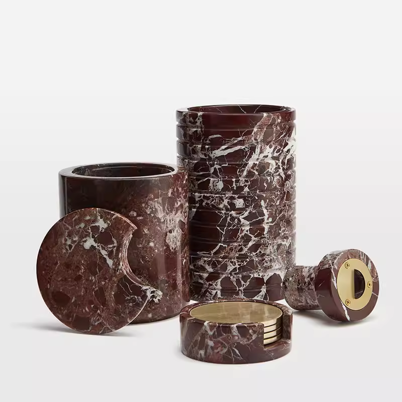 Hemzi Rosso Levanto Marmer Vaas Sculpturale Natuurlijke Steen Hoge Kwaliteit Decor