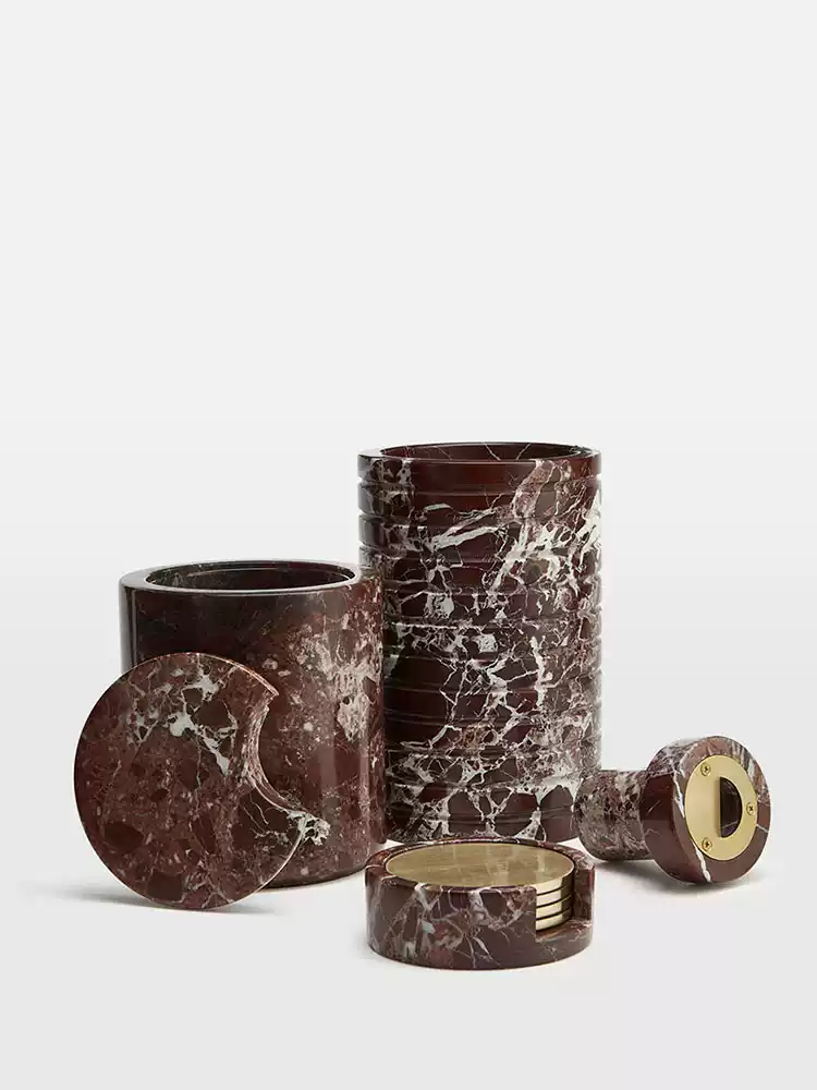 Hemzi Rosso Levanto Marmer Vaas Sculpturale Natuurlijke Steen Hoge Kwaliteit Decor