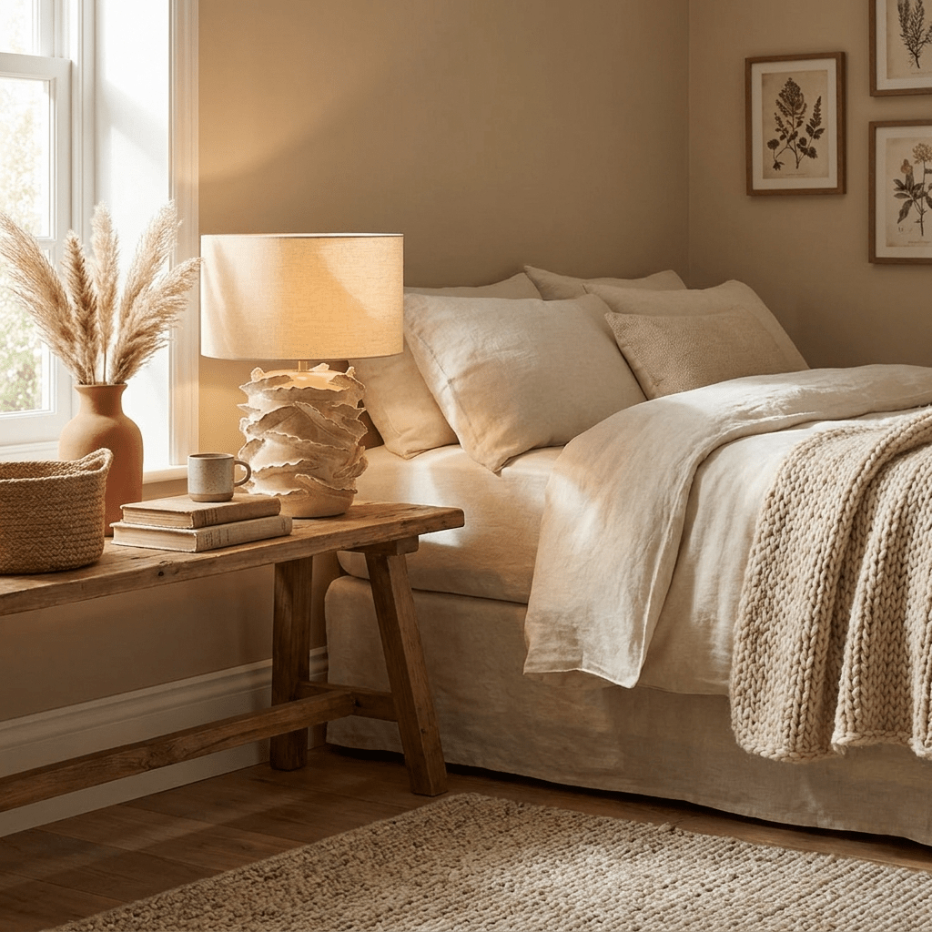 Rosalinde keramische tafellamp in beige