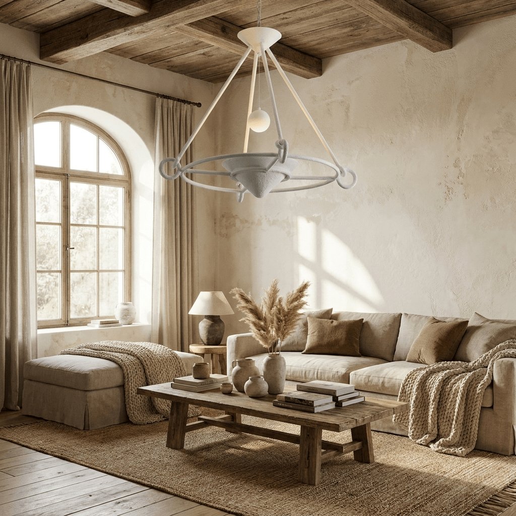 Sculptural kroonluchter van gips