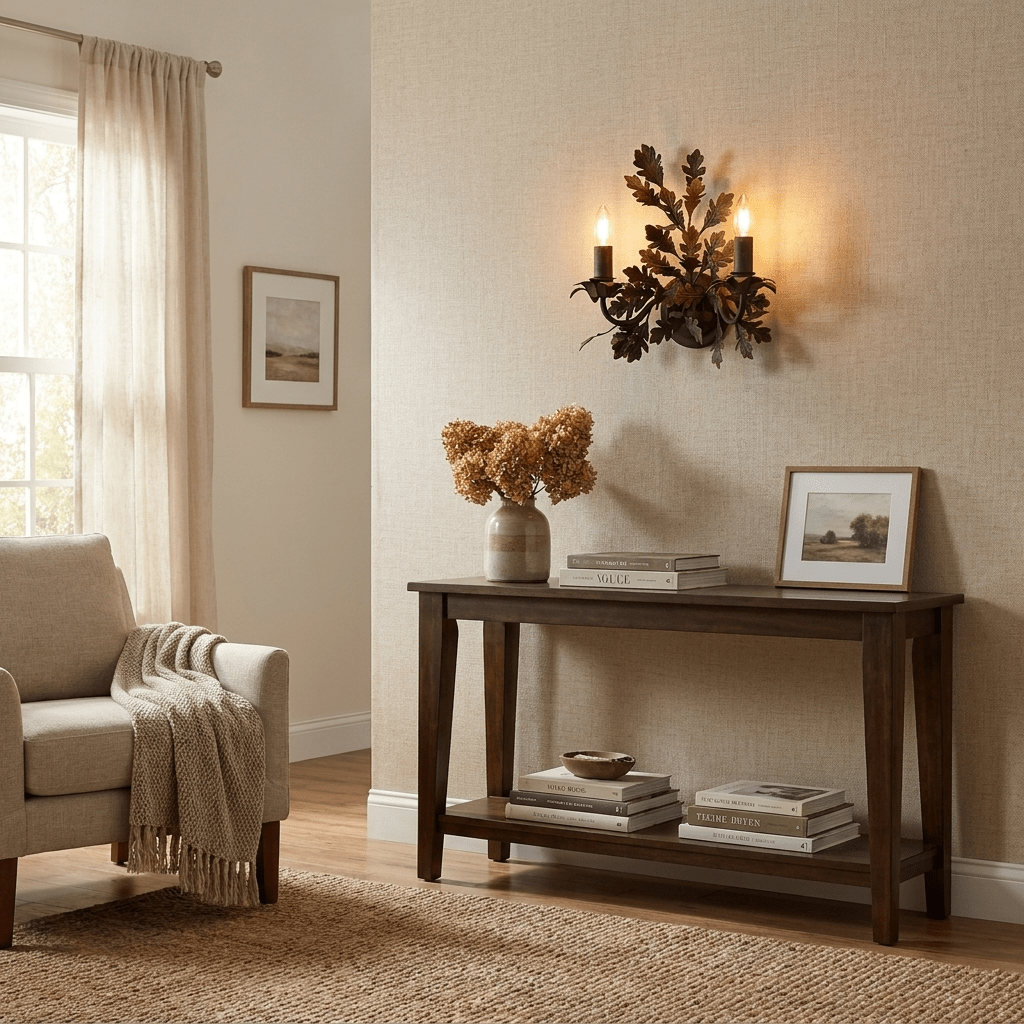 Orvaline wandlamp in gevlochten ijzer met eikenvormige bladeren